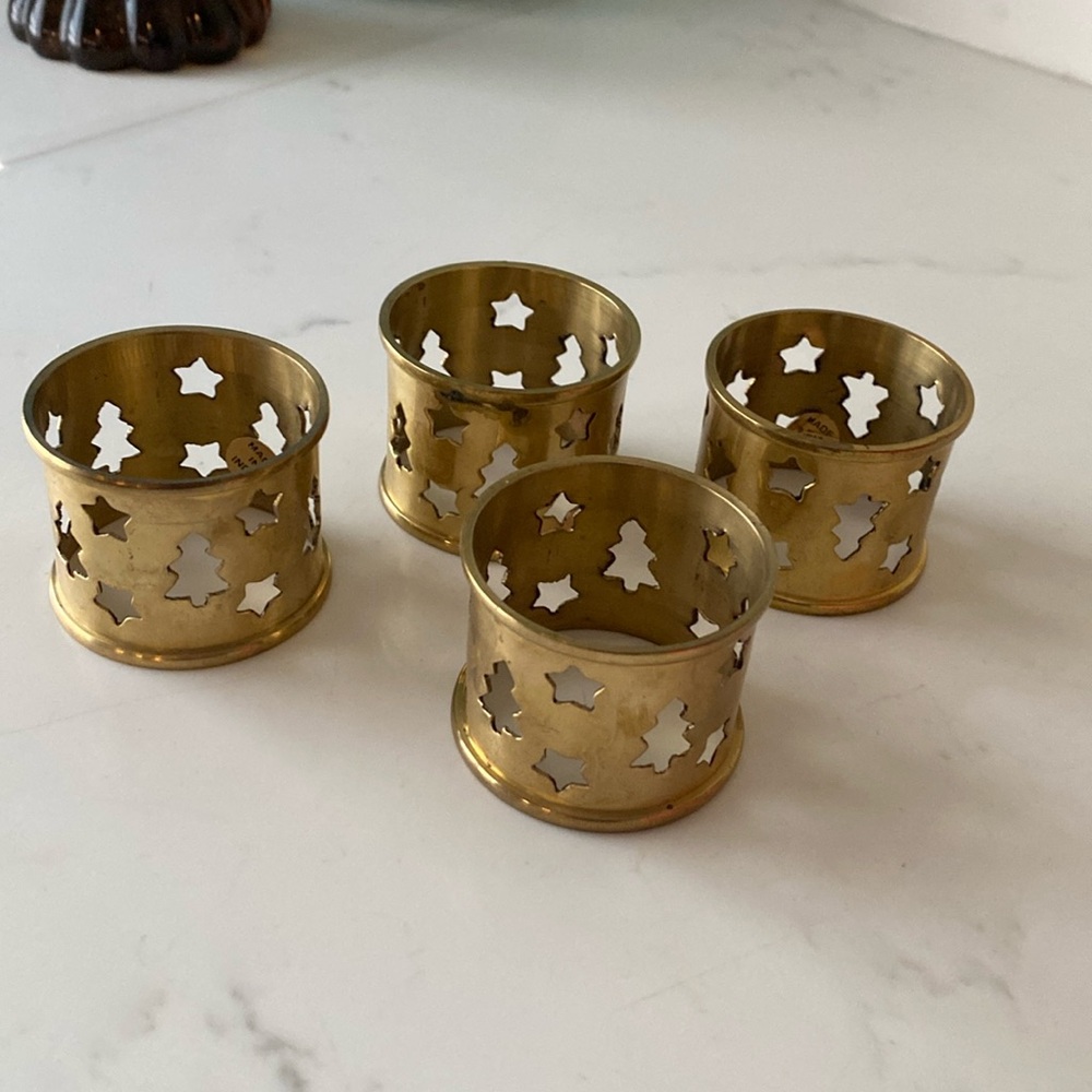 Vintage brass napkin rings set of 4